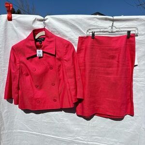 Larry Levine skirt Suit size 8 Berry color 2PC New